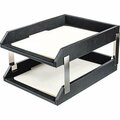 Dacasso Letter Trays, Silver Posts, Double, 13-3/4inx10-3/5inx7-1/4in, BK DACA1022